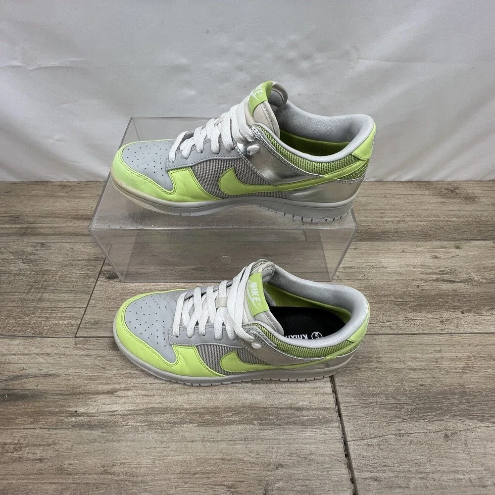 NIKE DUNK LOW Women's Size 8.5‎ Grey/Citron/Silver/ Green/Metallic 318638 031